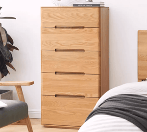 Manchester Natural Solid Oak Tall Boy Drawers - Oak Furniture Store & Sofas