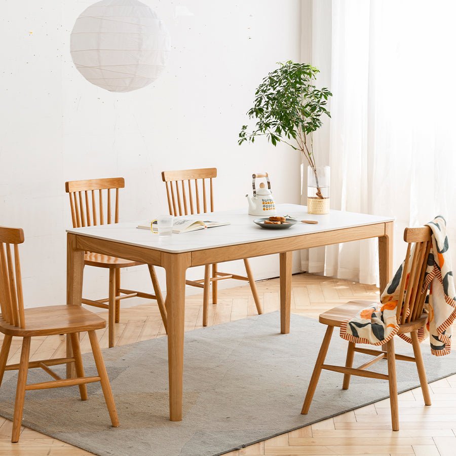 Seattle Natural Solid Oak Dining Table with Ceramic Top – Oak