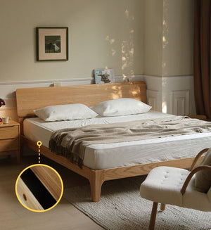 Berlin Natural Solid Oak Queen Size Bed - Oak Furniture Store & Sofas