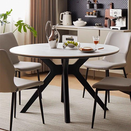 Charcoal Solid Oak Dining Table with Ceramic Marble Top
