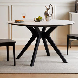 Charcoal Solid Oak Dining Table with Ceramic Marble Top - Oak Furniture Store & Sofas
