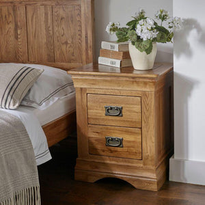 French Rustic Solid Oak Bedside Table - Oak Furniture Store & Sofas