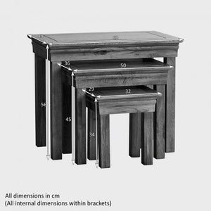 French Rustic Solid Oak Nest of Tables - Oak Furniture Store & Sofas