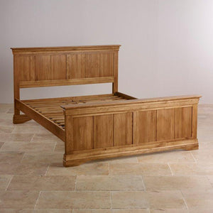 French Rustic Solid Oak Queen-Size Bed - Oak Furniture Store & Sofas