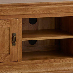 French Rustic Solid Oak Widescreen TV Cabinet - Oak Furniture Store & Sofas