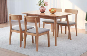 Humbie Natural Solid Oak Dining Chair With Fabric Pad - Oak Furniture Store & Sofas