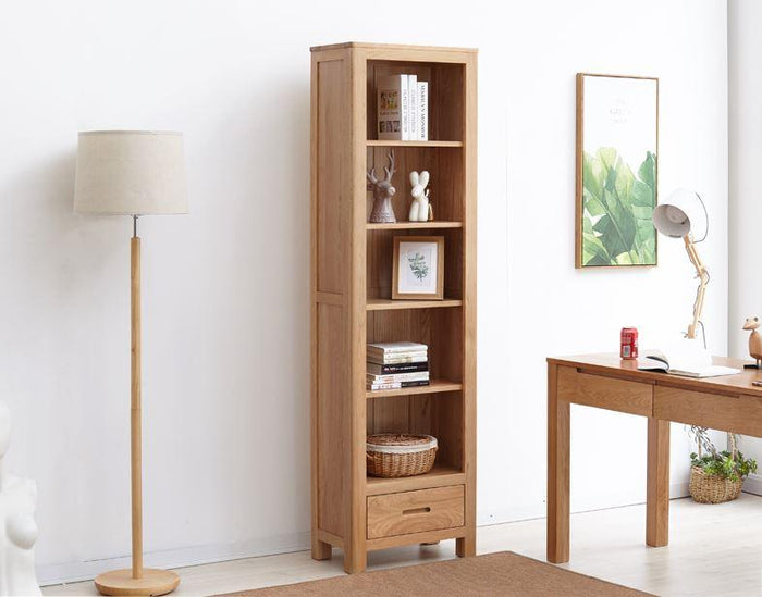 Humbie Natural Solid Oak Slim Bookcase
