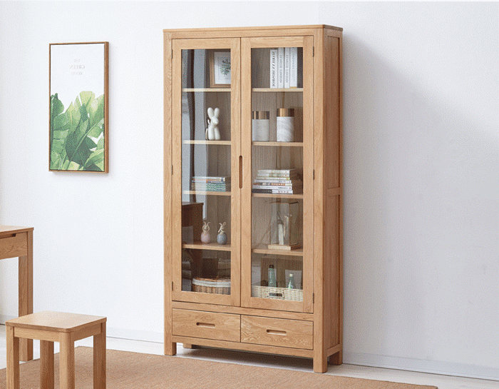 Humbie Solid Oak Large Display Bookcase Cabinet