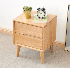 Malmo Natural Solid Oak Bedside Table Design 2 - Oak Furniture Store & Sofas