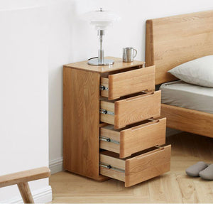 Manchester Natural Solid Oak Tall Bedside Table - Oak Furniture Store & Sofas