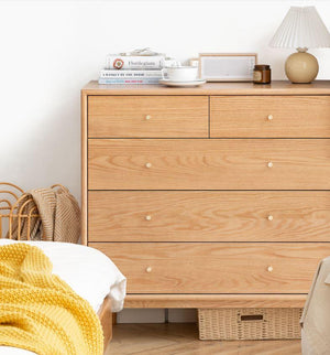 Oslo Natural Solid Oak 2 Over 3 Chest Drawers - Oak Furniture Store & Sofas