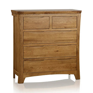 Renwick Rustic Solid Oak 3+2 Chest of Drawers - Oak Furniture Store & Sofas