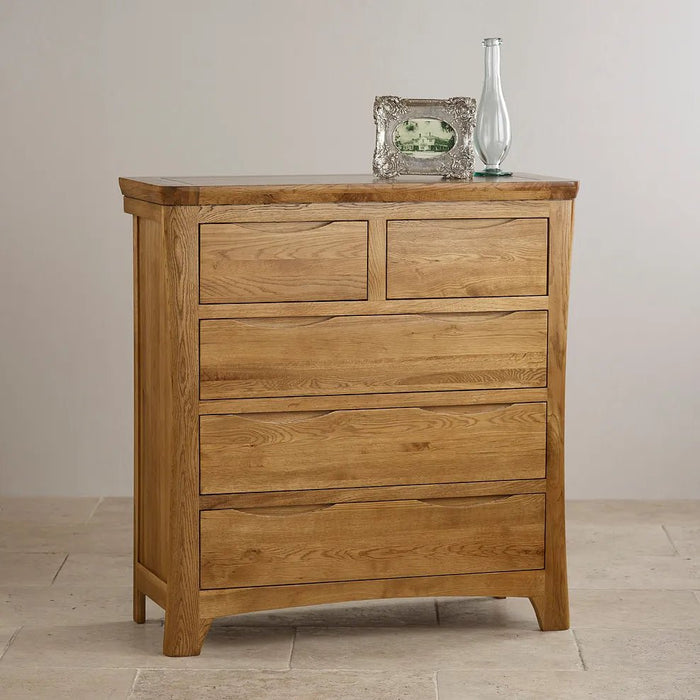 Renwick Rustic Solid Oak 3+2 Chest of Drawers