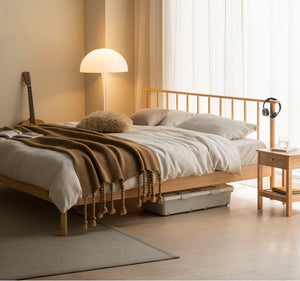 Salos Natural Solid Oak Queen Size Bed Frame - Oak Furniture Store & Sofas