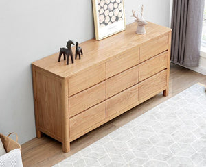 Seattle Natural Solid Oak Chest of 9 Drawers - Oak Furniture Store & Sofas