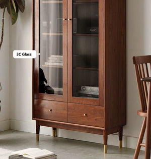 Walnut Glass Display Cabinet - Oak Furniture Store & Sofas