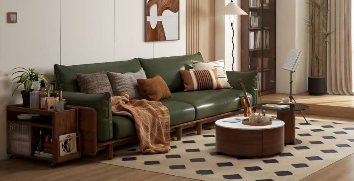 Kiwi Living room with solid wood sofa and coffee table