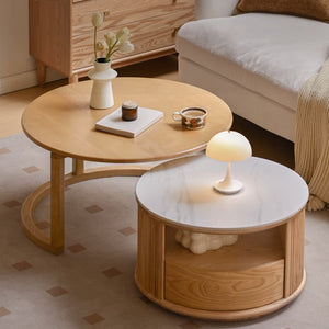 Anders Natural Solid Ash Coffee Table Set Design Three