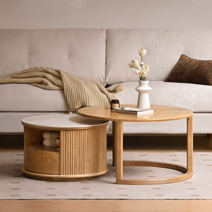 Anders Natural Solid Ash Coffee Table Set Design Three