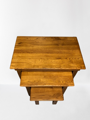 French Rustic Solid Oak Nest of Tables