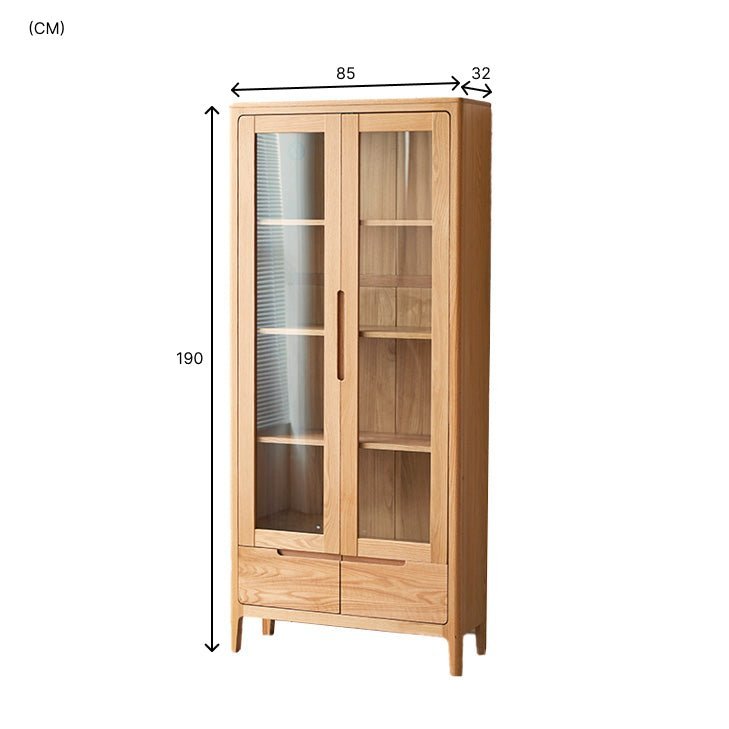 Seattle Natural Solid Oak Large Display Bookcase Cabinet - Oak Furniture Store
