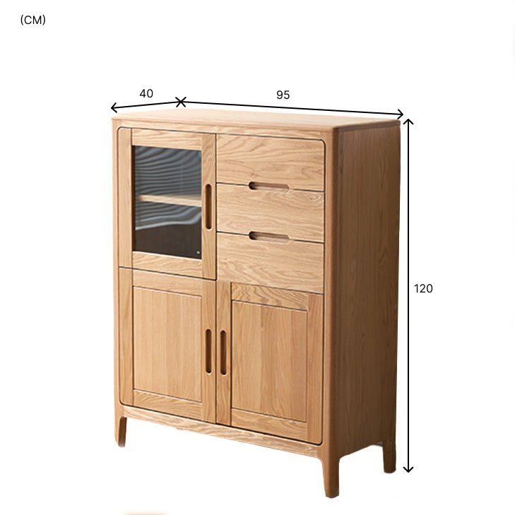 Seattle Natural Solid Oak Tall Sideboard - Oak Furniture Store