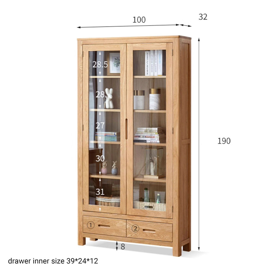 Humbie Solid Oak Large Display Bookcase Cabinet