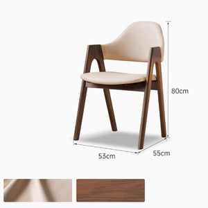 Kidal Natural Solid Walnut Dining Chair with Leather Pad