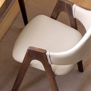 Kidal Natural Solid Walnut Dining Chair with Leather Pad