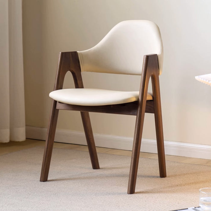 Kidal Natural Solid Walnut Dining Chair with Leather Pad