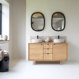 Lorris Natural Solid Oak Double Basin Vanity Unit