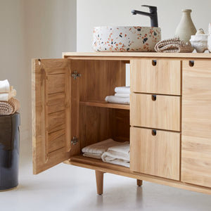 Lorris Natural Solid Oak Double Basin Vanity Unit