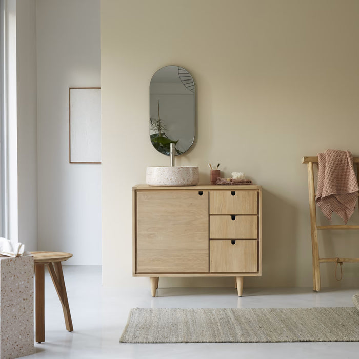 Lorris Natural Solid Oak Single Basin Vanity Unit