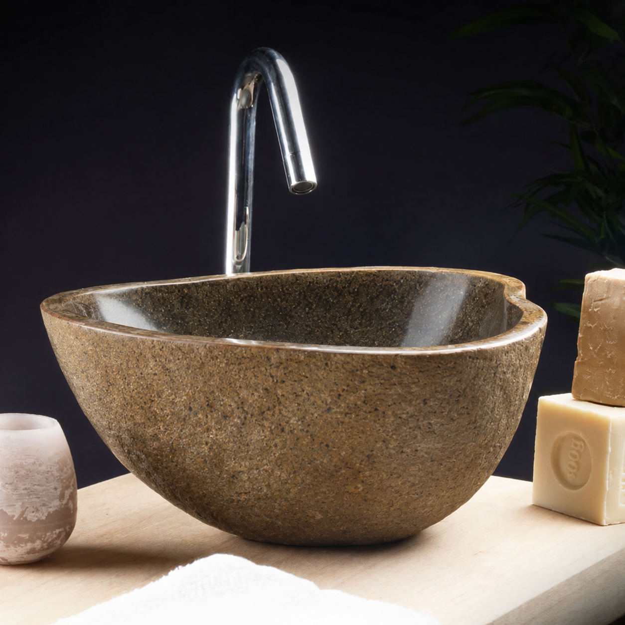 Riaza Small Natural Riverstone Basin