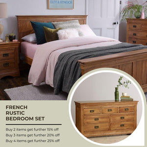 French Rustic Solid Oak Bed Frame