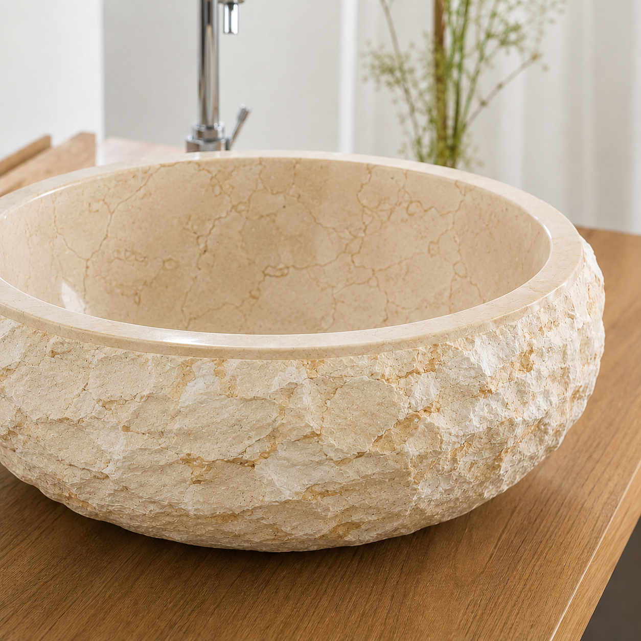 Tanta Natural Cream Round Marble Basin