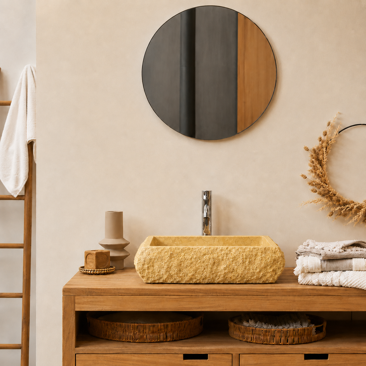 Terzo Natural Cream Square Marble Basin
