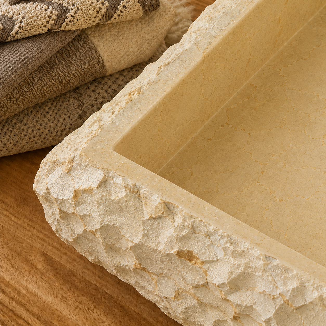 Terzo Natural Cream Square Marble Basin
