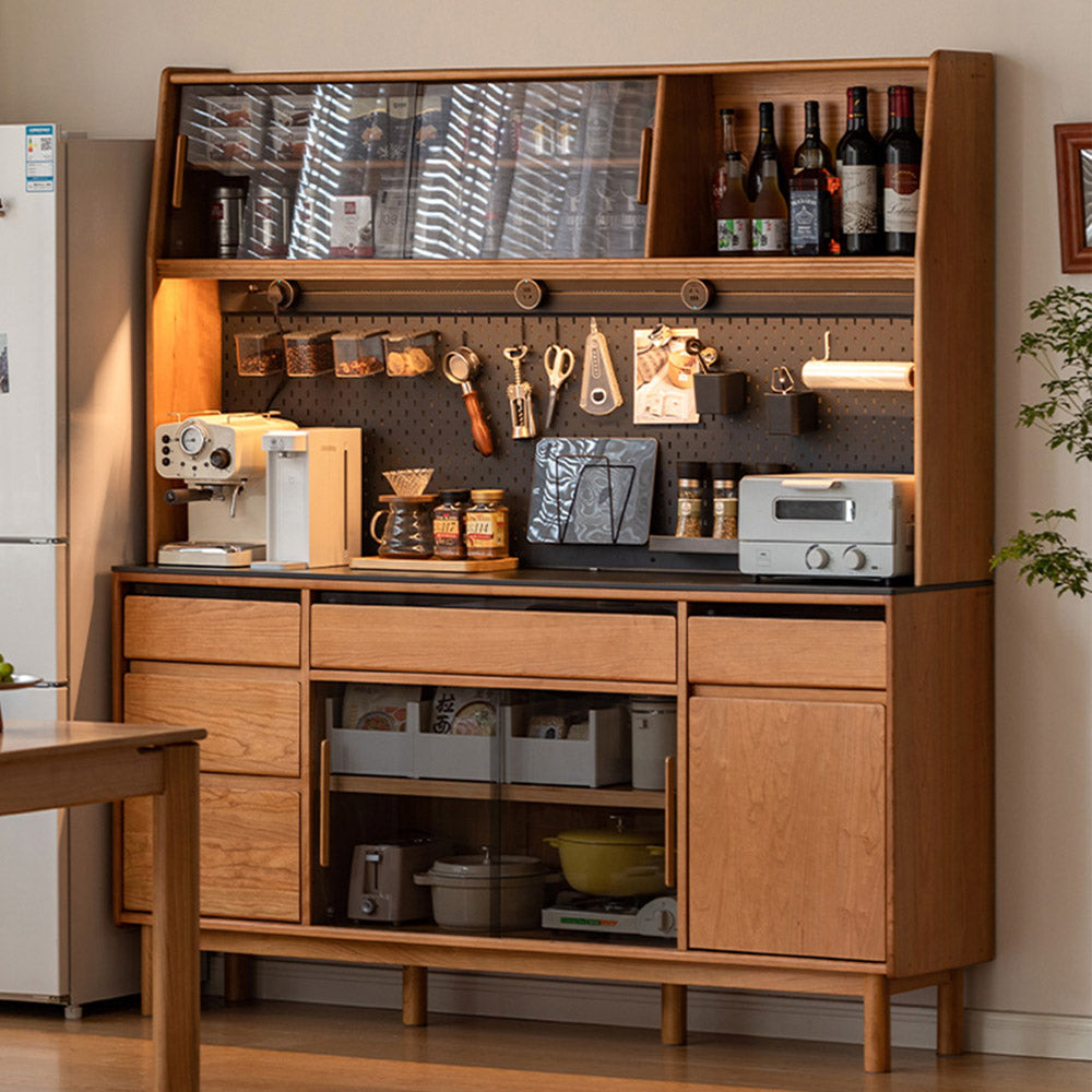 Veroli Natural Solid Cherry Sideboard with Hutch Dresser Top