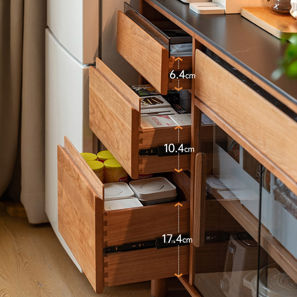 Veroli Natural Solid Cherry Sideboard with Hutch Dresser Top