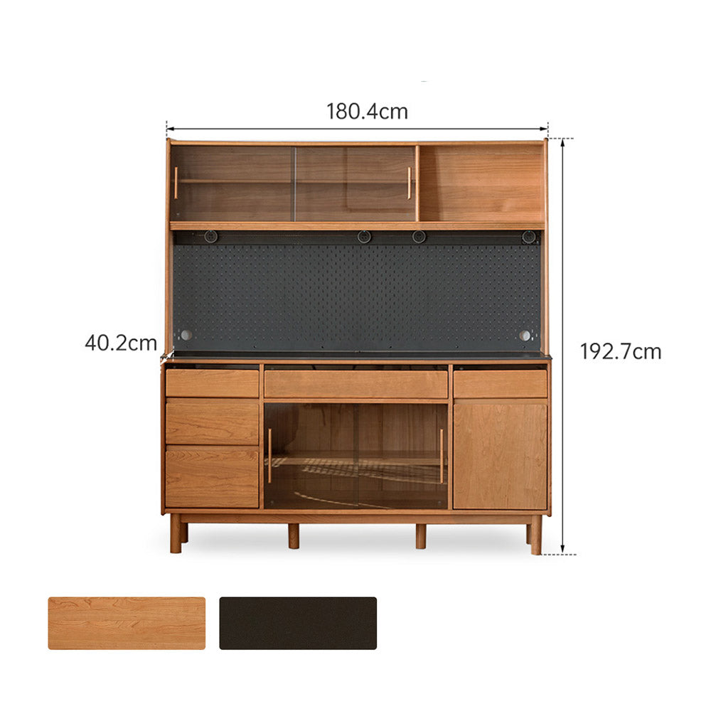 Veroli Natural Solid Cherry Sideboard with Hutch Dresser Top