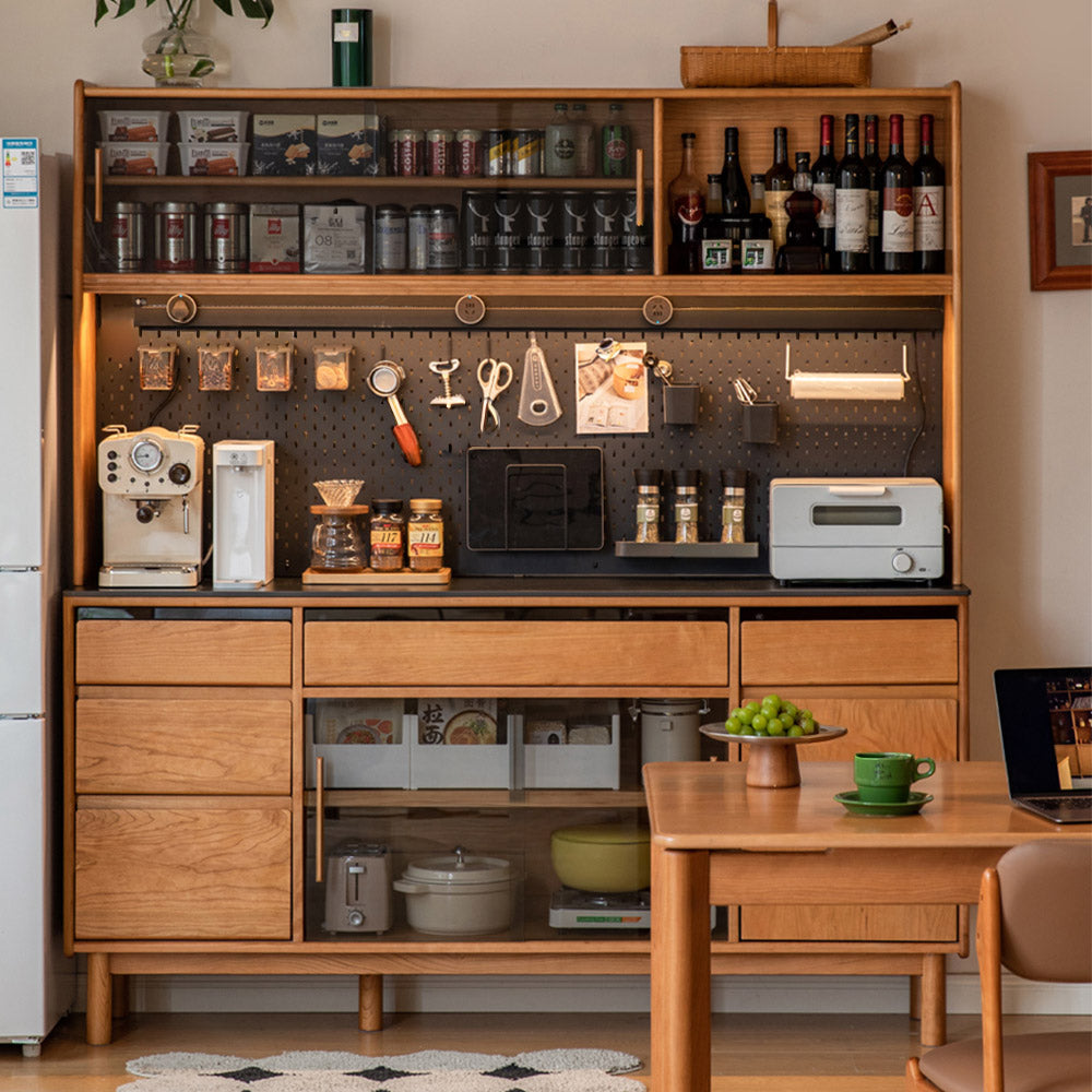 Veroli Natural Solid Cherry Sideboard with Hutch Dresser Top