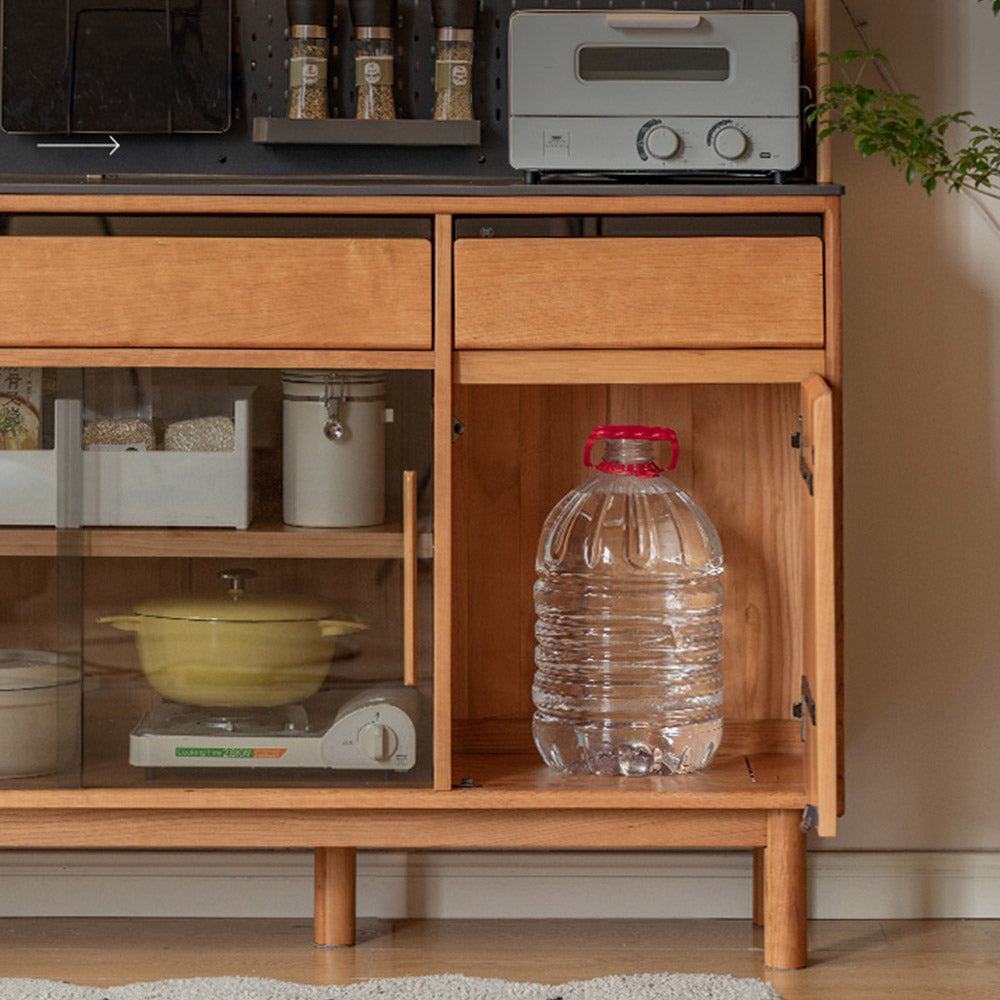 Veroli Natural Solid Cherry Sideboard with Hutch Dresser Top