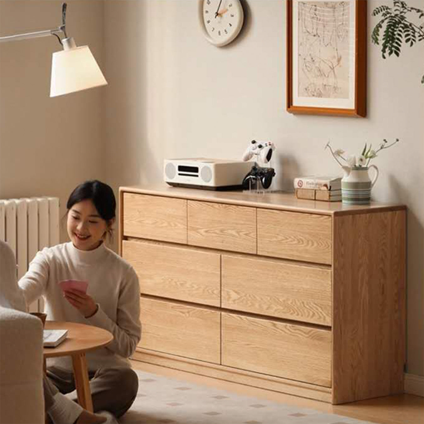 Warburg Natural Solid Oak 3 Over 4 Chest Drawers