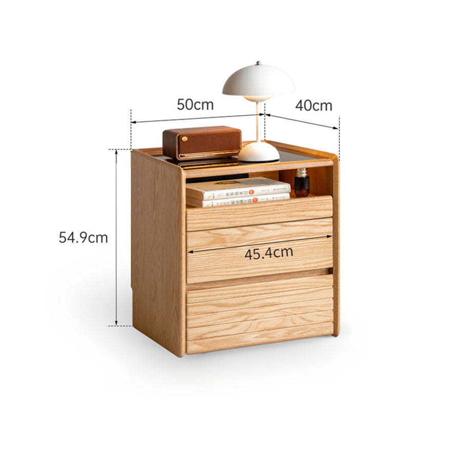 Achen Natural Solid Oak Movable Bedside Table
