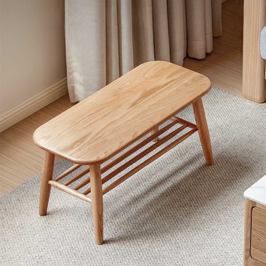 Achim Natural Solid Oak Shoe Bench | Oak Furniture Store