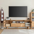 Alia natural solid oak tall entertainment unit with drawers and cabinets
