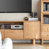 Alia natural solid oak tall entertainment unit with drawers and cabinets