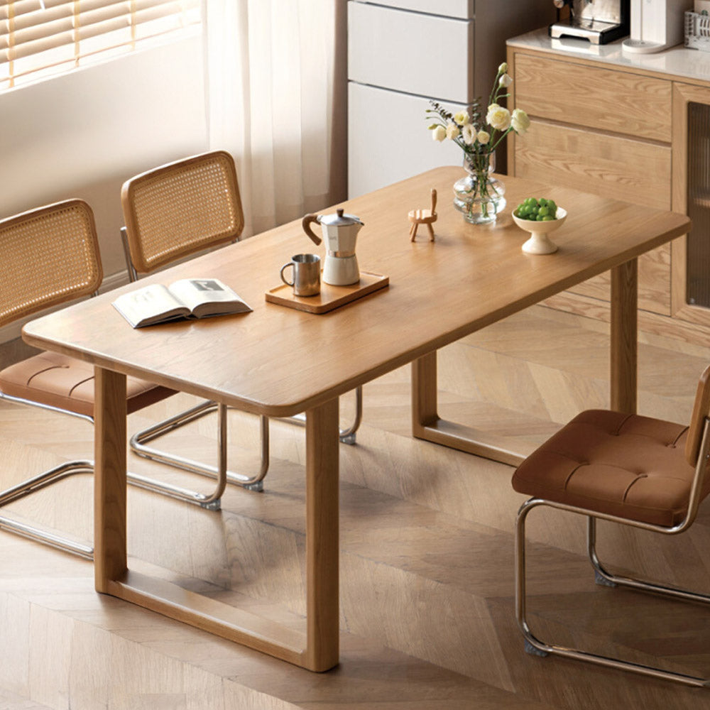 Ancona Natural Solid Ash Rectangular-Leg Dining Table