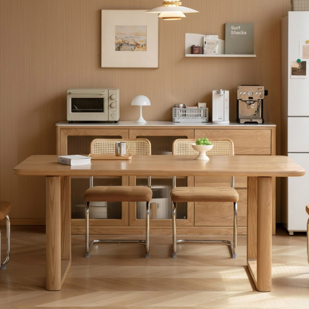 Ancona Natural Solid Ash Rectangular-Leg Dining Table